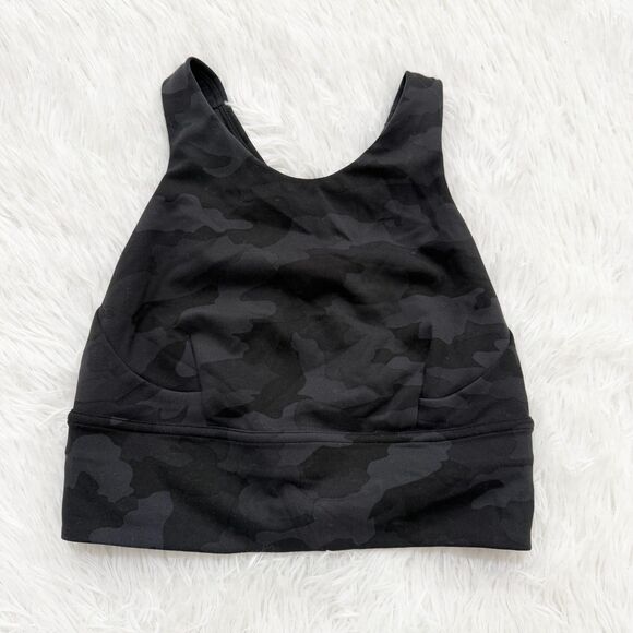 Women Lululemon Wunder Train Longline Bra C/D Cup Camo Deep Coal Multi Size 4 - Picture 5 of 8